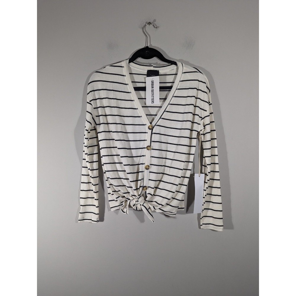 NWT‎ Lumiere Urban Outfitters Stripe Long Sleeve Waffle Knit Top Women Size S